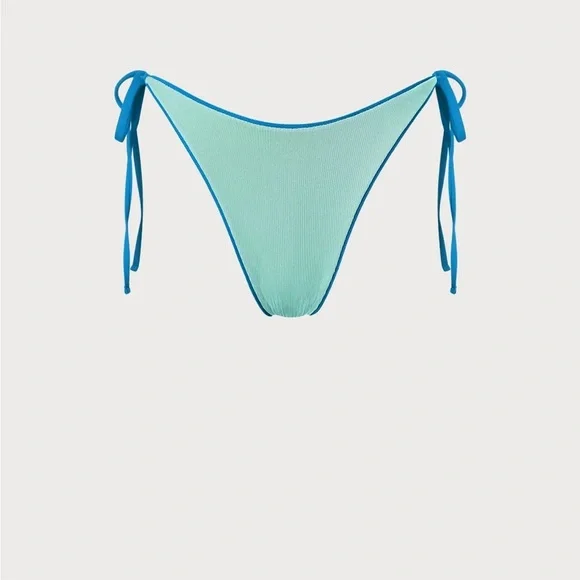 Berlook Blue Reversible Halter Triangle Bikini Top and Blue Tie Bikini Bot 58 - Picture 11 of 14